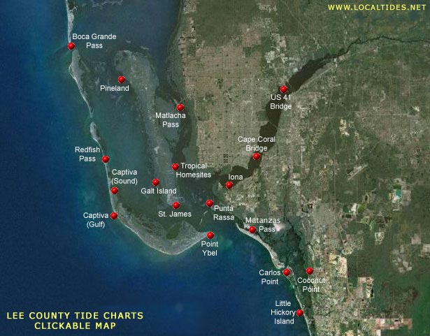 Lee County Tide Charts - Clickable Map