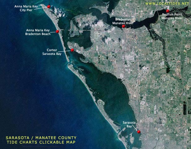 Sarasota County / Manatee County Tide Charts - Clickable Map